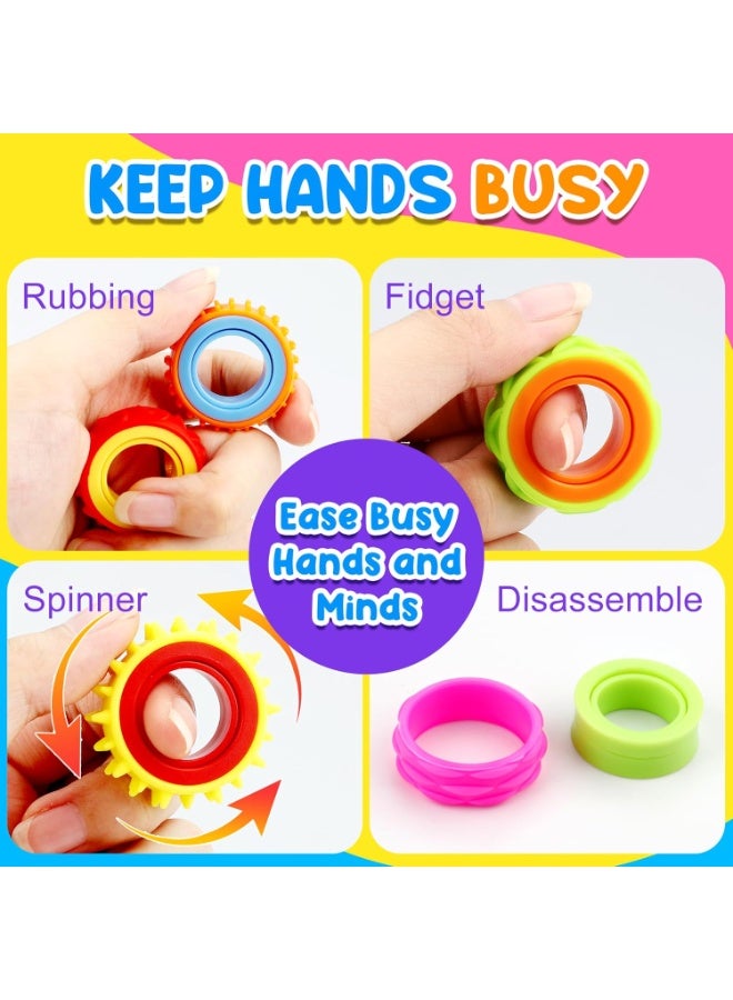 Winray 6 Pack Fidget Sensory Rings for Kids, Textured Finger Spinner Stress Relief Toys, Classroom Prizes Stocking Stuffers - Image 3